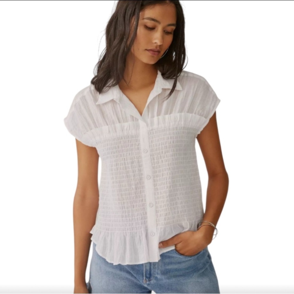 Anthropologie White Button-Up Blouse